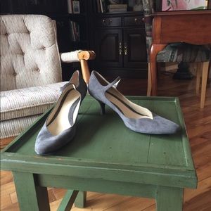 Ralph Lauren suede grey kitten heels